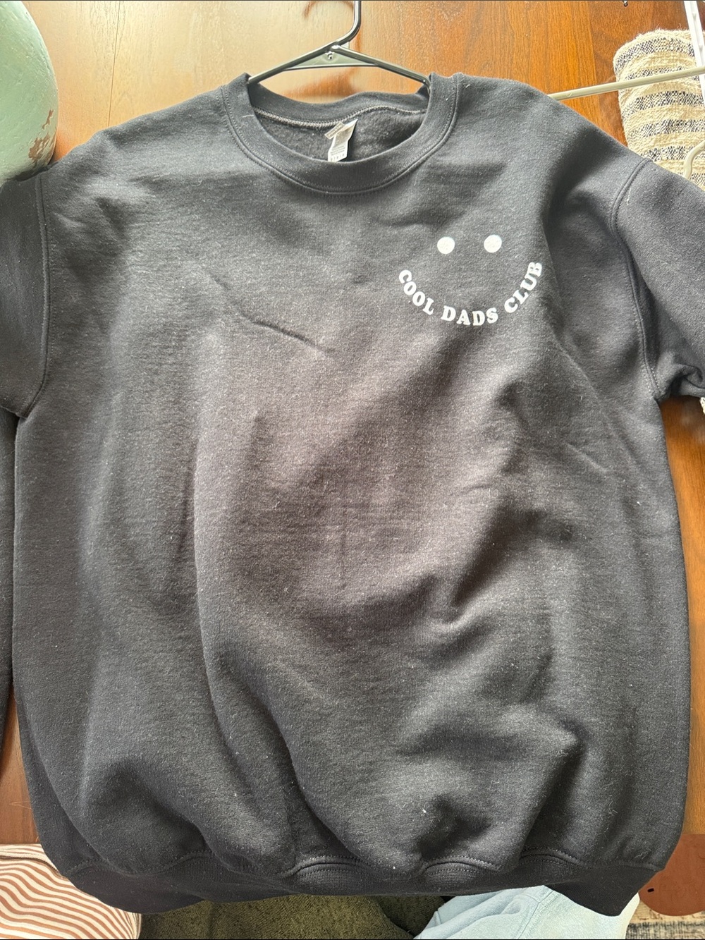 Black Crewneck Sweatshirt with White "Cool Dads Club" Logo